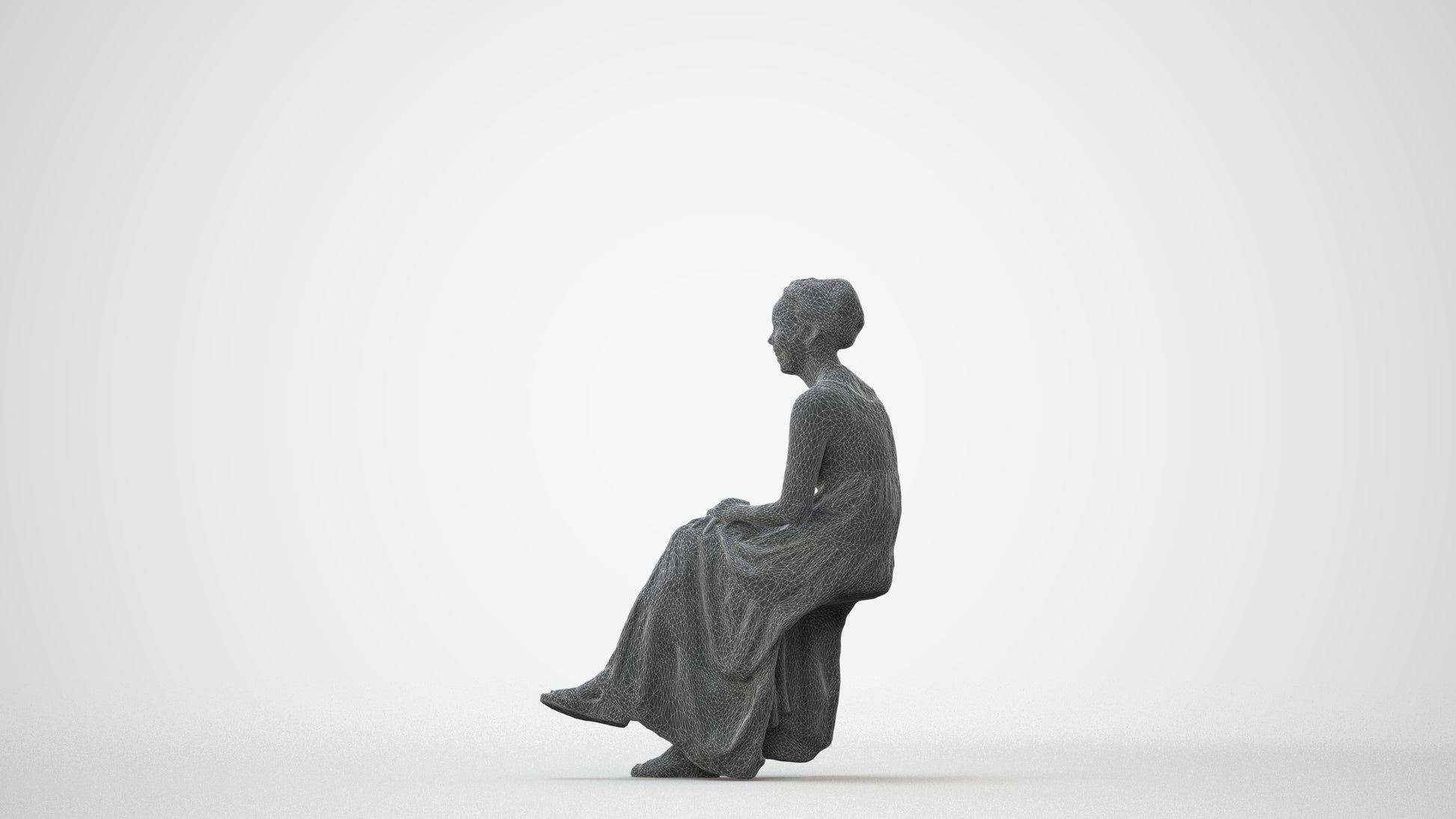 realistic 3D human woman casual sitting, archviz people FBX OBJ for Blender, square thumbnail