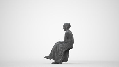 realistic 3D human woman casual sitting, archviz people FBX OBJ for Blender, square thumbnail