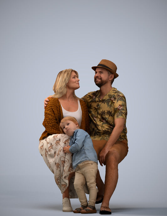 3D scanned girl kids, photorealistic archviz people for Enscape and SketchUp