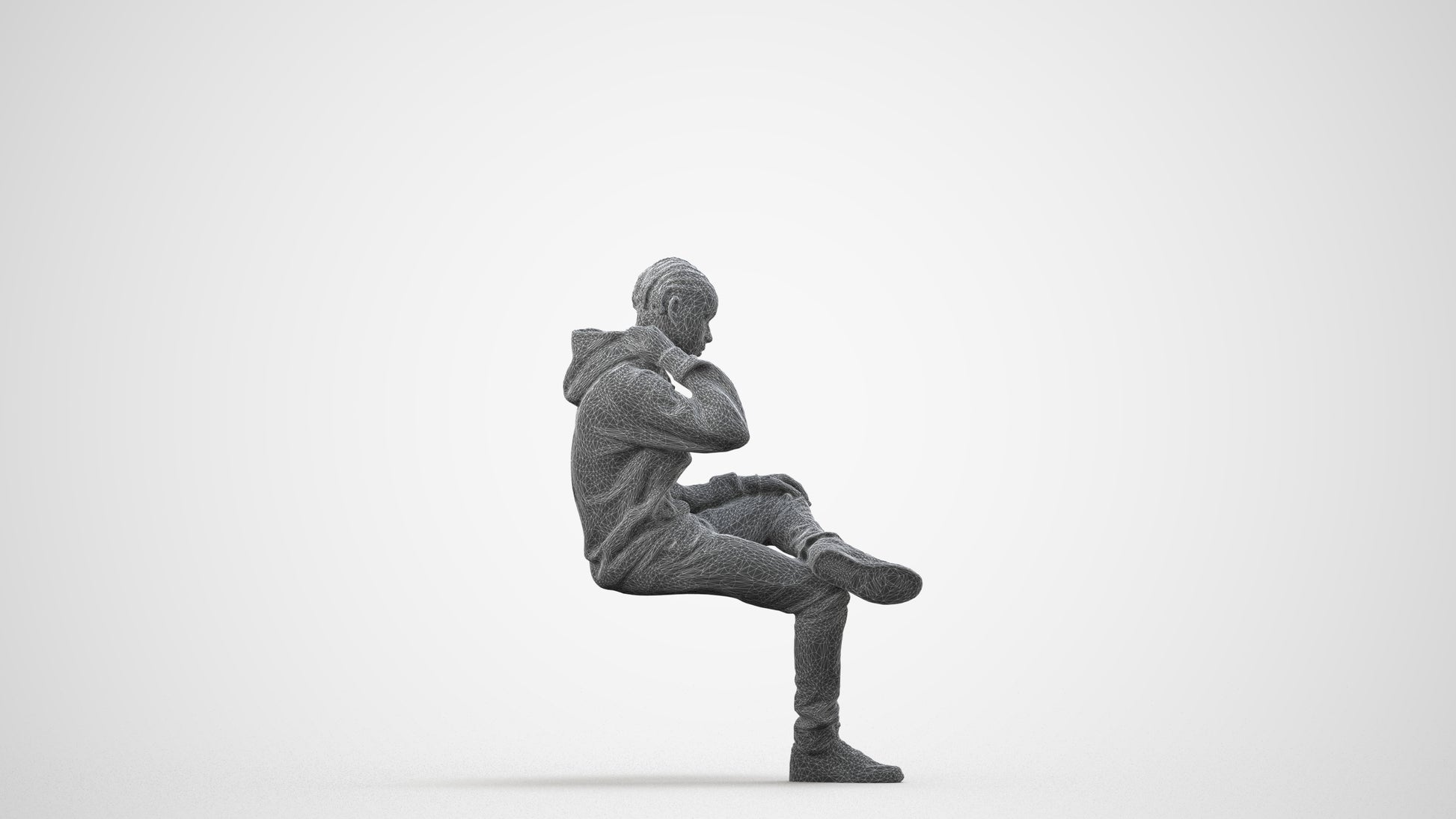 3D scanned boy kids casual, photorealistic archviz people for Enscape and SketchUp, wireframe side view