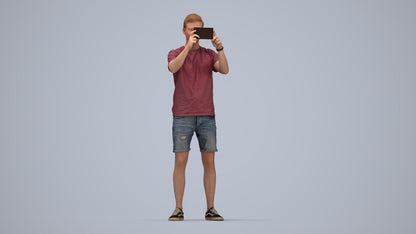 realistic 3D people man casual standing, render-ready for V-Ray and Corona, FBX OBJ, top-down view render