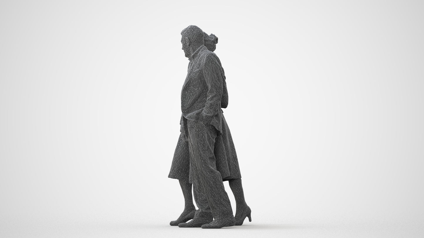 realistic 3D people senior woman formal couple, render-ready for V-Ray and Corona, FBX OBJ, square thumbnail