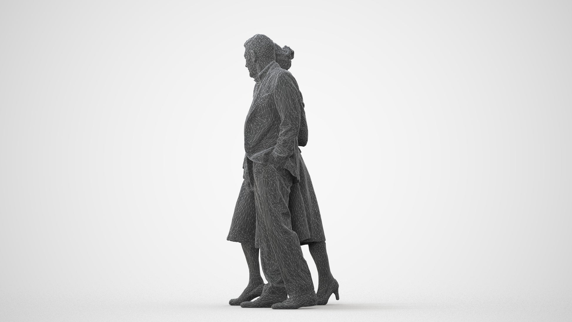 realistic 3D people senior woman formal couple, render-ready for V-Ray and Corona, FBX OBJ, square thumbnail