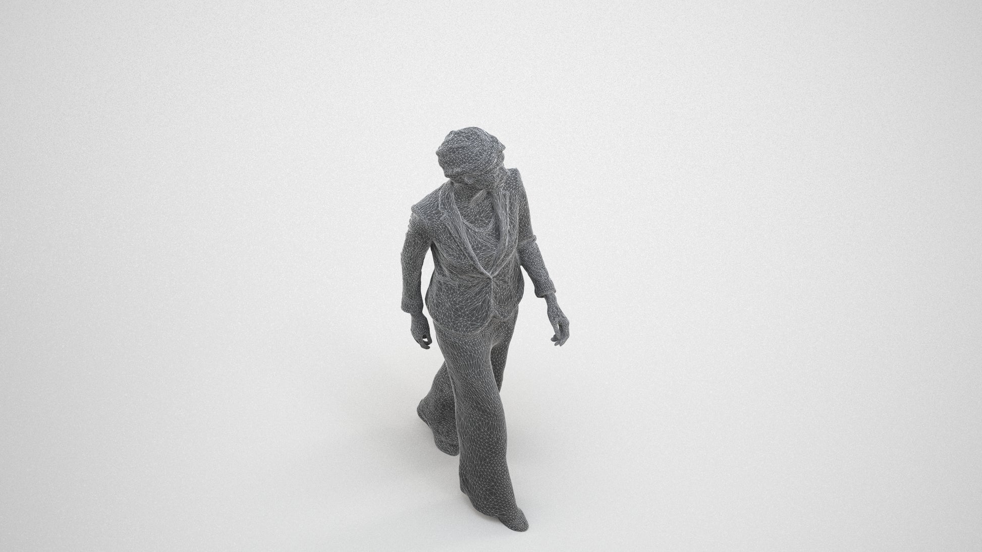 photogrammetry 3D woman business, realistic human model archviz FBX, wireframe three-quarter view
