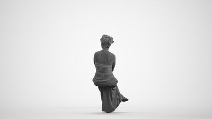 photogrammetry 3D woman casual sitting, realistic human model archviz FBX, wireframe front view