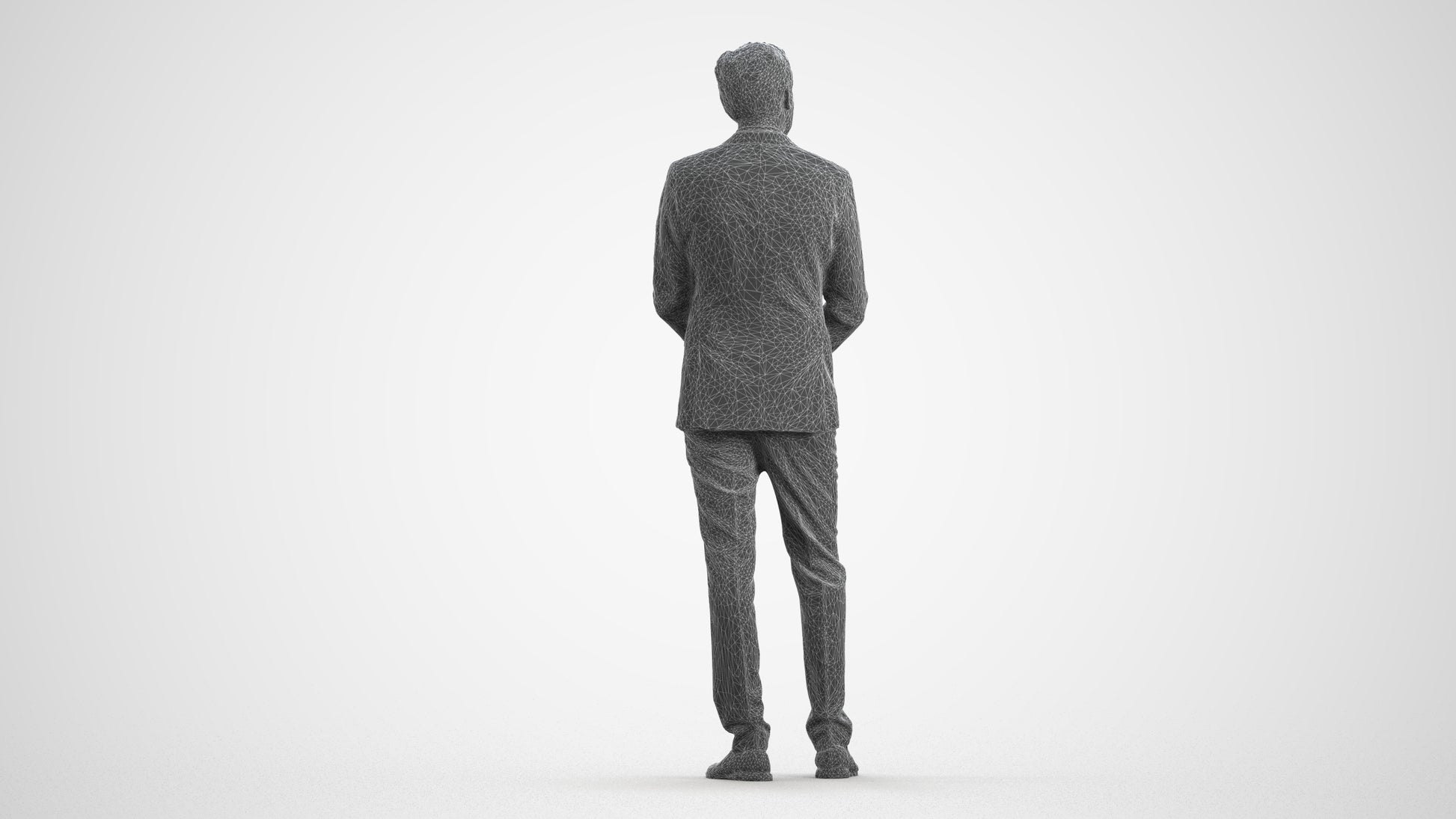 realistic 3D people man business, render-ready for V-Ray and Corona, FBX OBJ, wireframe front view