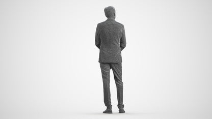 realistic 3D people man business, render-ready for V-Ray and Corona, FBX OBJ, wireframe front view