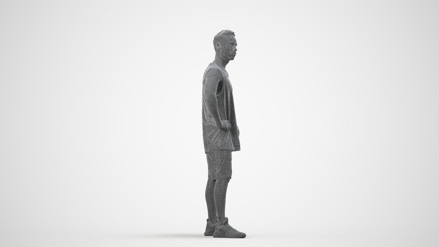 realistic 3D people man sport, render-ready for V-Ray and Corona, FBX OBJ, wireframe side view