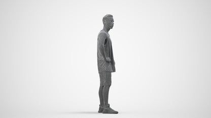 realistic 3D people man sport, render-ready for V-Ray and Corona, FBX OBJ, wireframe side view