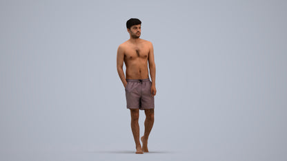 scanned 3D man pool, photogrammetry people for Enscape and V-Ray, standing pose render