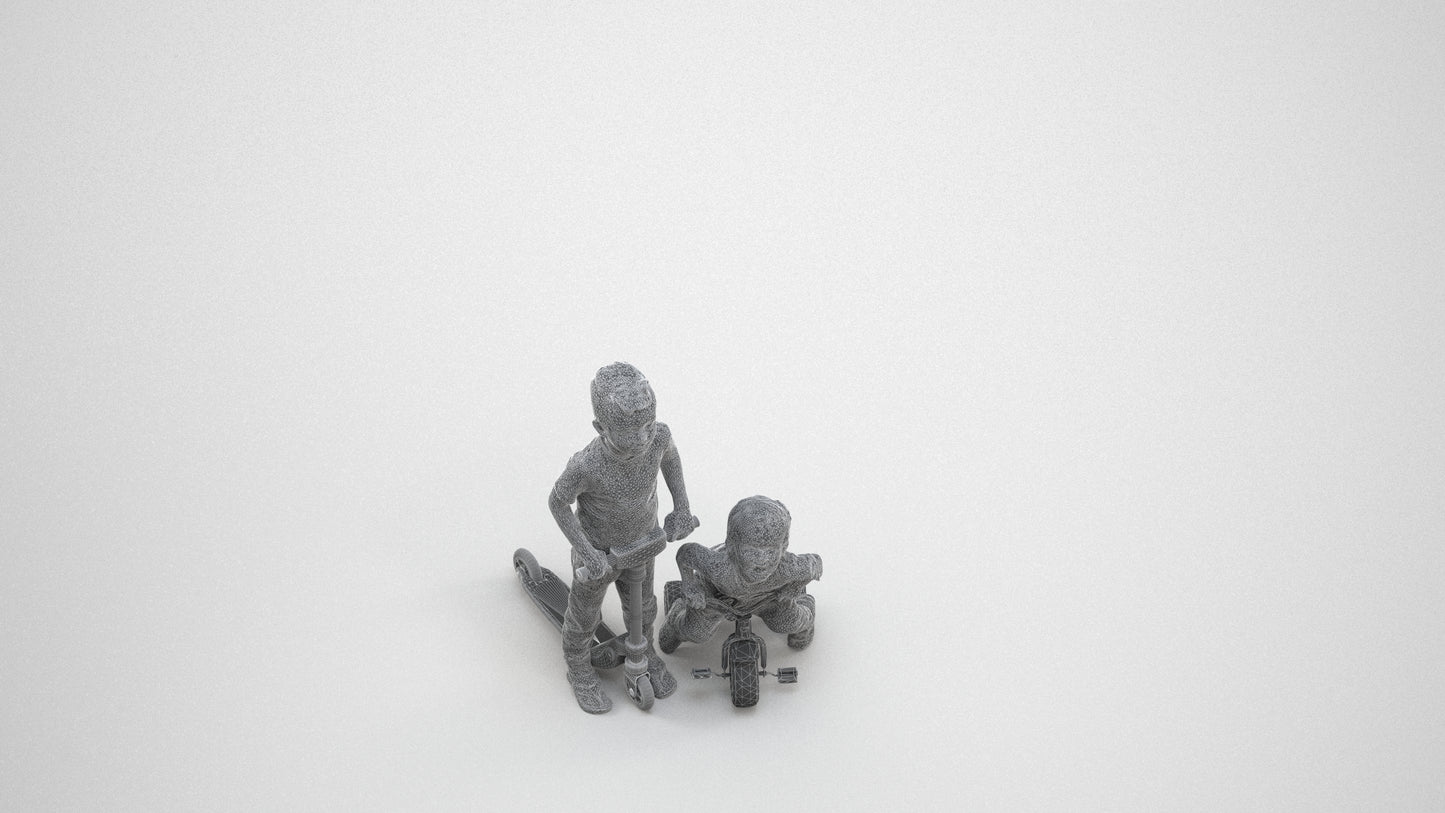 realistic 3D people boy casual kids, render-ready for V-Ray and Corona, FBX OBJ, wireframe three-quarter view
