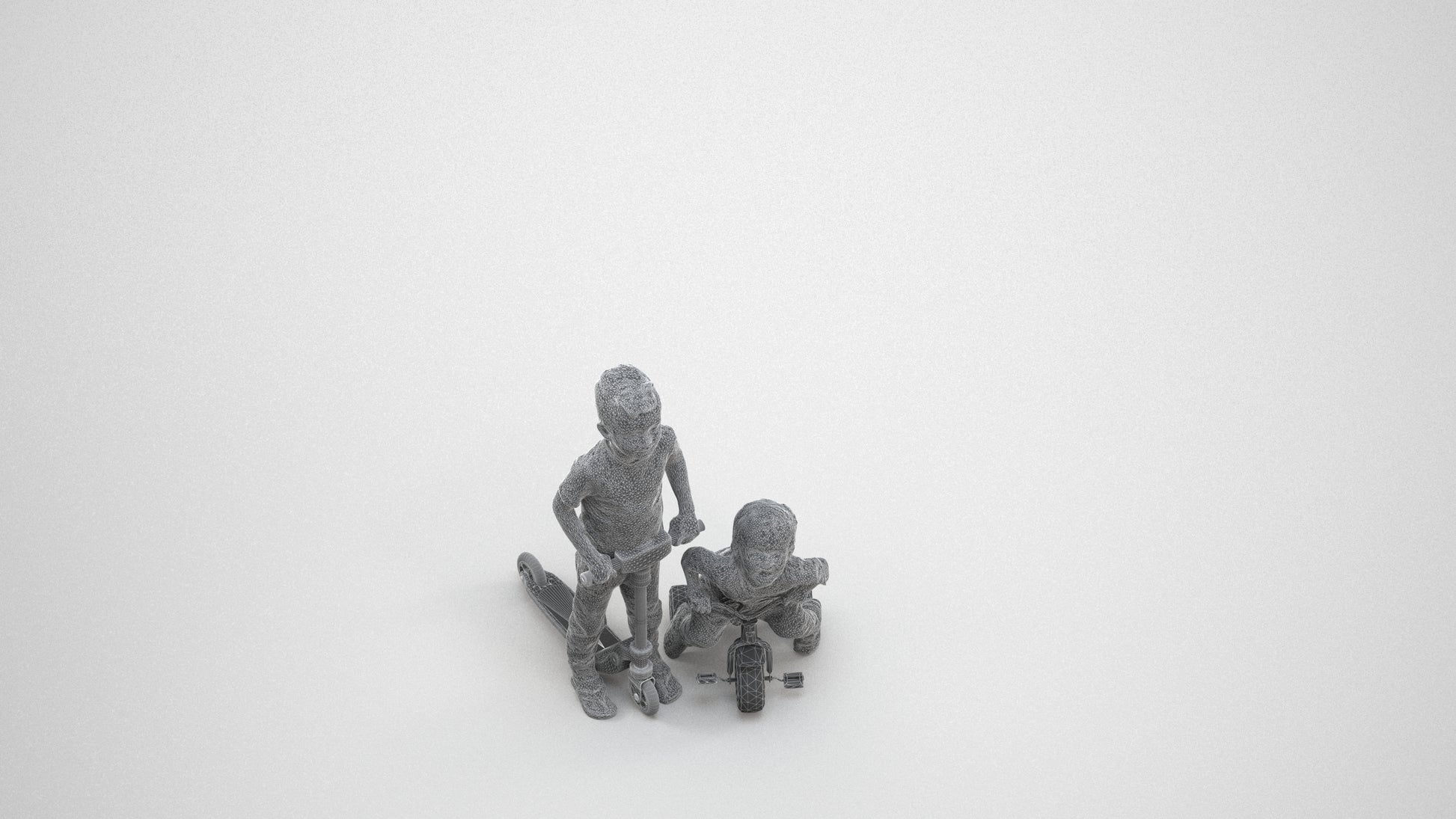 realistic 3D people boy casual kids, render-ready for V-Ray and Corona, FBX OBJ, wireframe three-quarter view