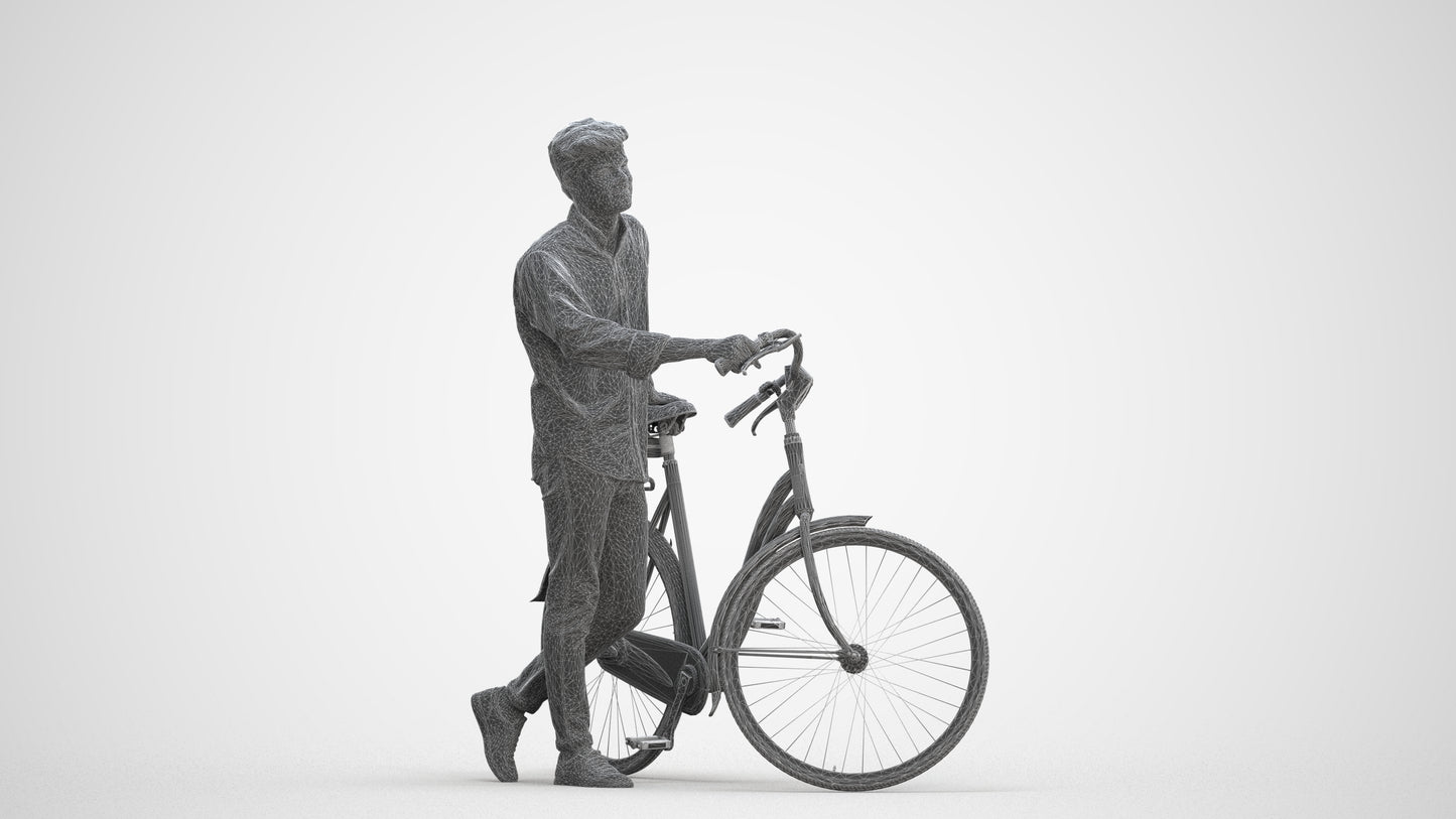 realistic 3D man casual sitting, scanned archviz people for Blender and 3ds Max, three-quarter front view render
