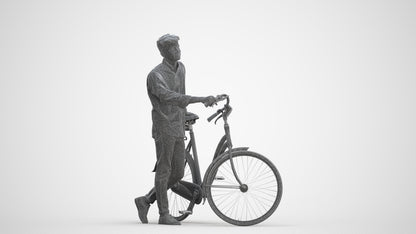realistic 3D man casual sitting, scanned archviz people for Blender and 3ds Max, three-quarter front view render