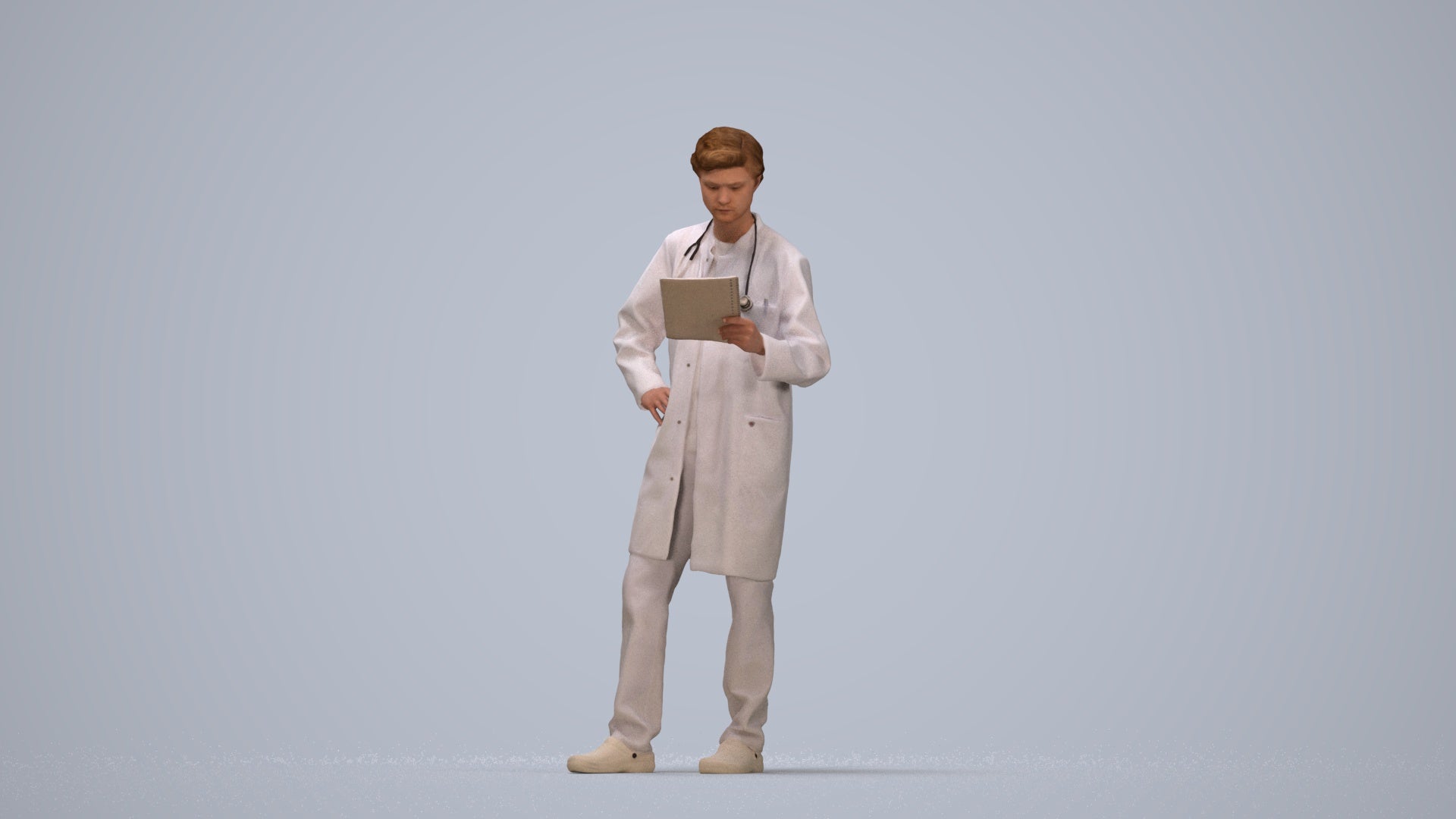 photogrammetry 3D man standing, realistic human model archviz FBX, top-down view render