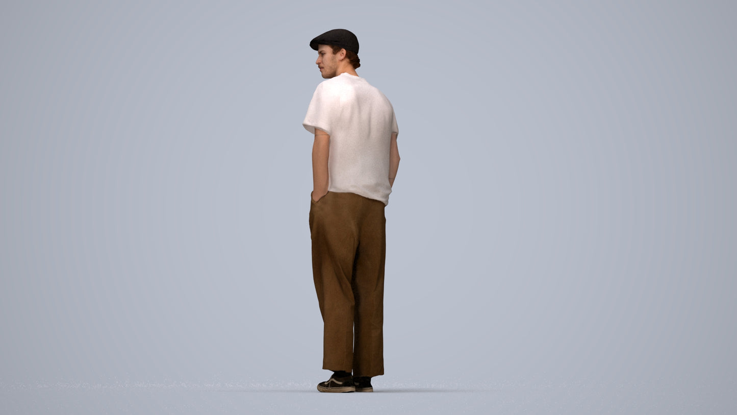 3D scanned man standing casual, photorealistic archviz people for Enscape and SketchUp, top-down view render