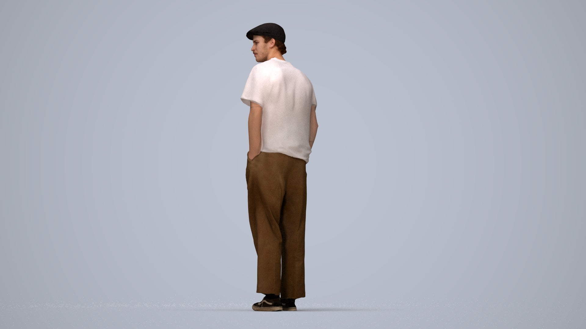 3D scanned man standing casual, photorealistic archviz people for Enscape and SketchUp, top-down view render