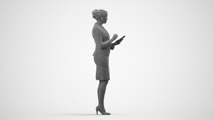 scanned 3D woman hospitality, photogrammetry people for Enscape and V-Ray, wireframe side view