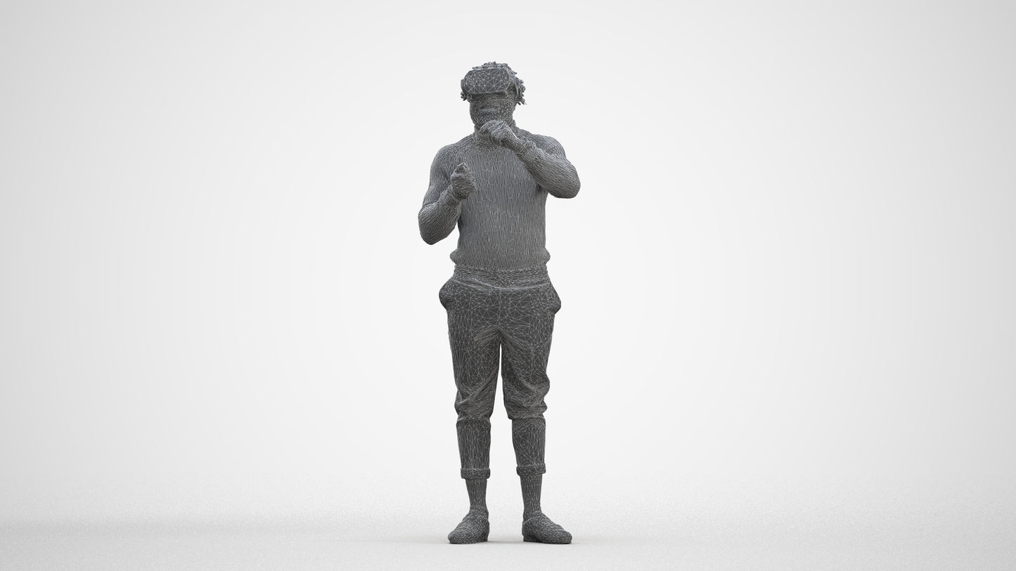 3D people model man casual standing, scanned human for 3ds Max rendering, three-quarter front view render