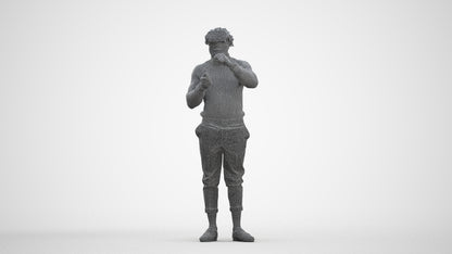 3D people model man casual standing, scanned human for 3ds Max rendering, three-quarter front view render