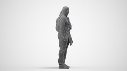 realistic 3D man casual shopping, scanned archviz people for Blender and 3ds Max, wireframe side view