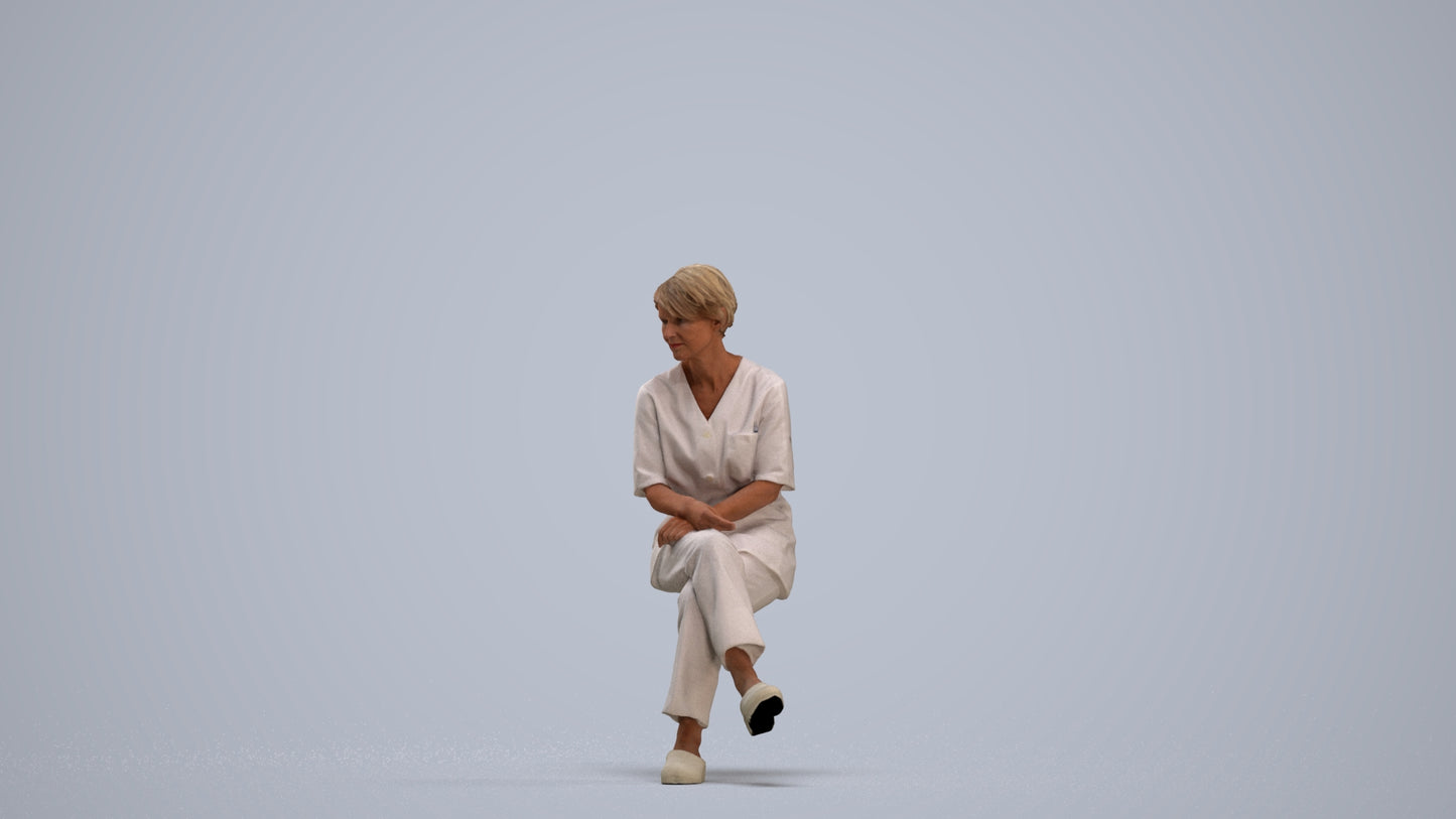 realistic 3D people senior woman medical, render-ready for V-Ray and Corona, FBX OBJ, standing pose render