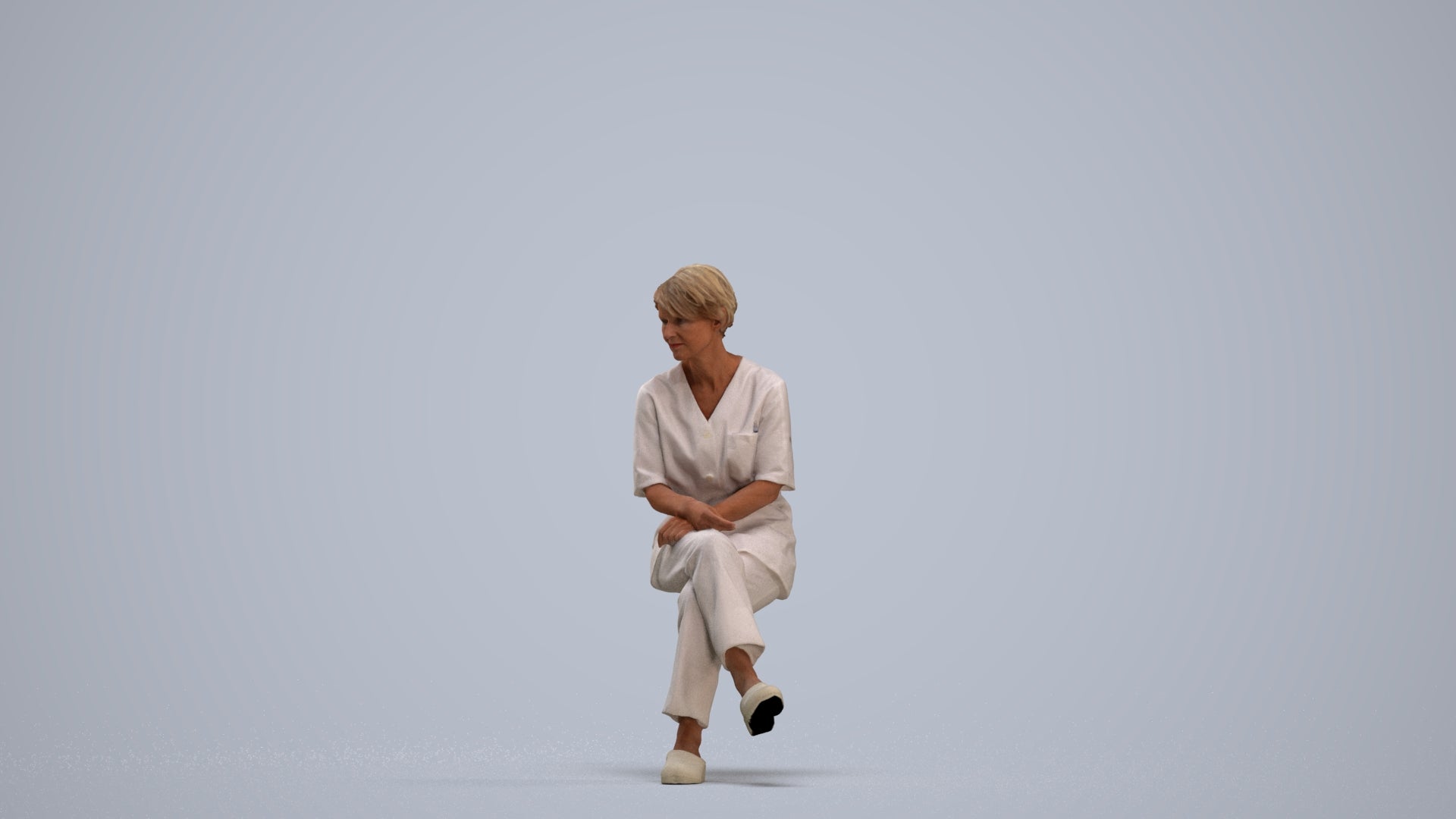 realistic 3D people senior woman medical, render-ready for V-Ray and Corona, FBX OBJ, standing pose render