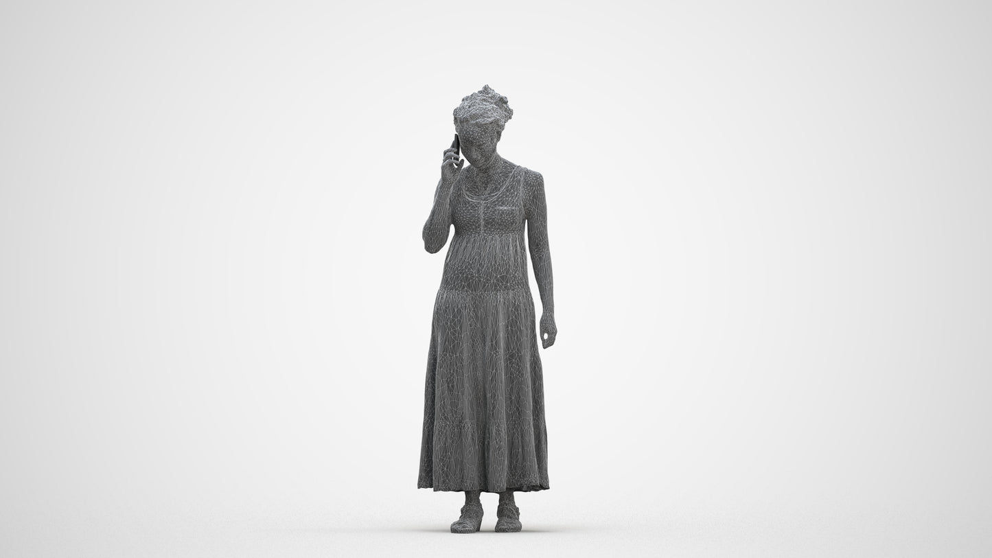 3D people model woman casual standing, scanned human for 3ds Max rendering, three-quarter front view render