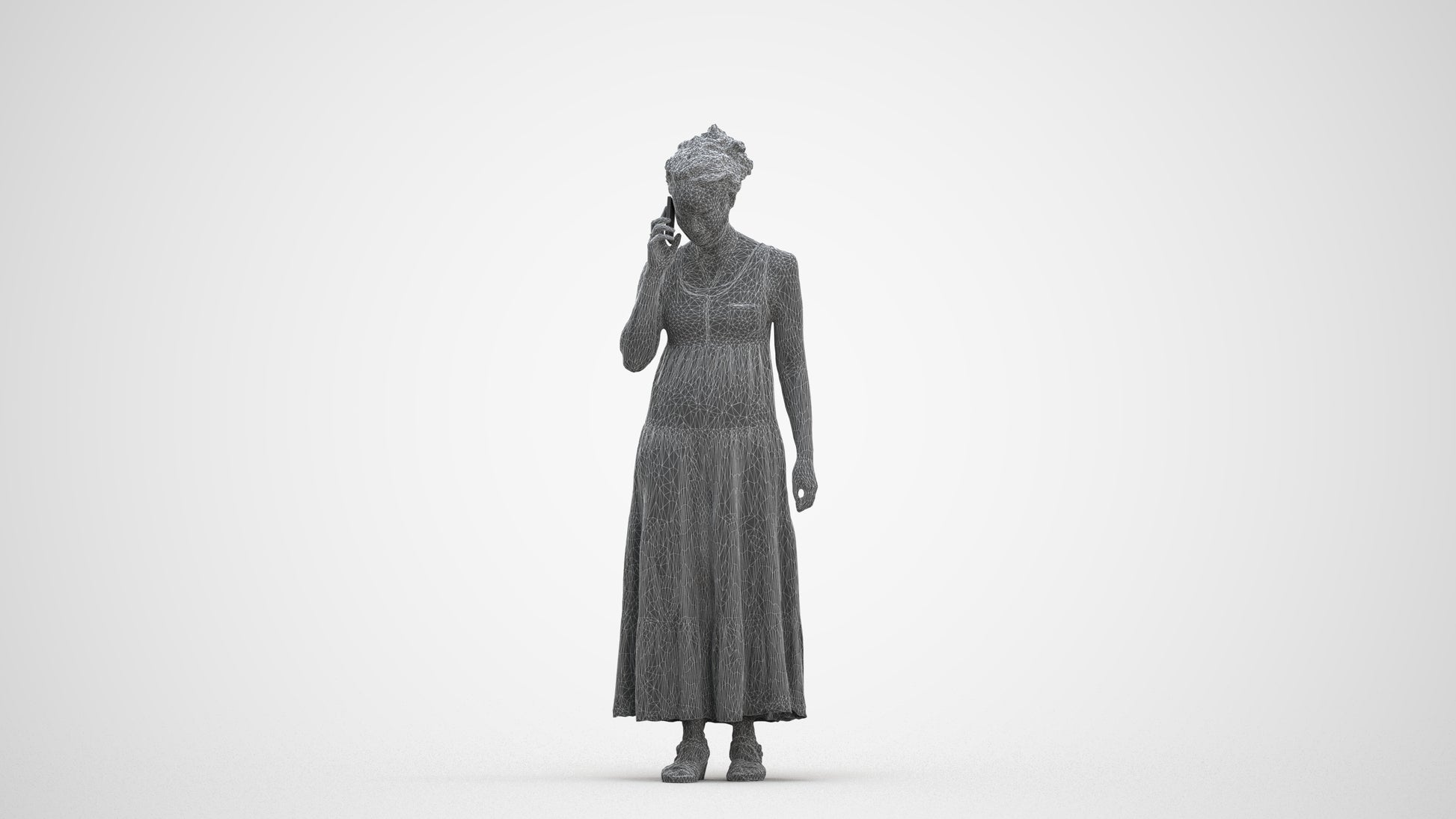 3D people model woman casual standing, scanned human for 3ds Max rendering, three-quarter front view render