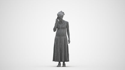 3D people model woman casual standing, scanned human for 3ds Max rendering, three-quarter front view render