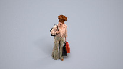 photogrammetry 3D woman casual shopping, realistic human model archviz FBX, back view render