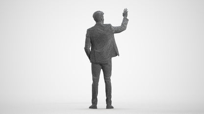3D scanned man business, photorealistic archviz people for Enscape and SketchUp, wireframe front view