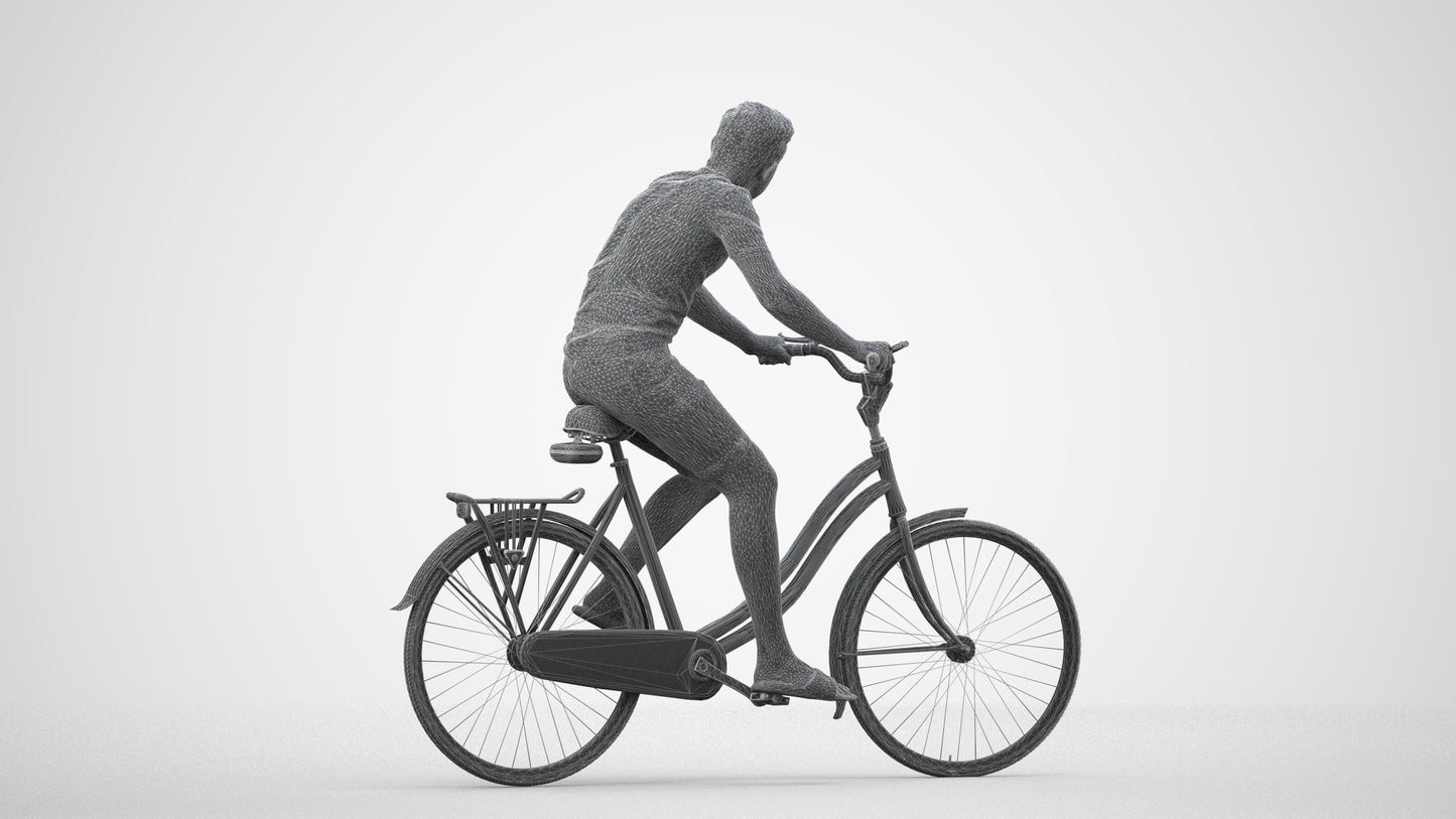 photogrammetry 3D boy casual cycling, realistic human model archviz FBX, wireframe side view