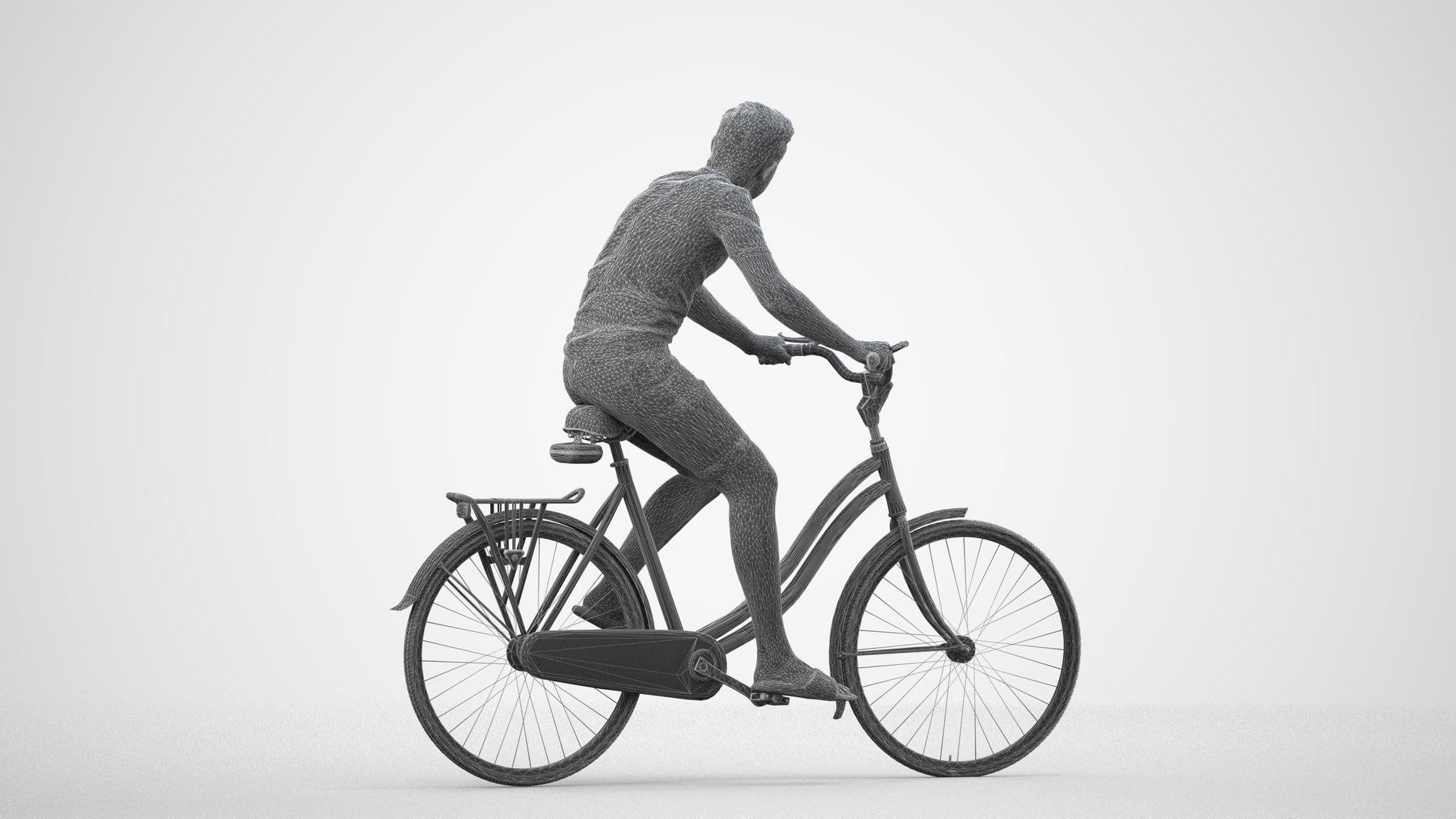 photogrammetry 3D boy casual cycling, realistic human model archviz FBX, wireframe side view