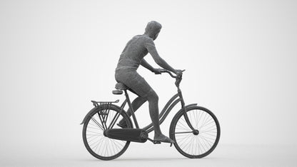photogrammetry 3D boy casual cycling, realistic human model archviz FBX, wireframe side view