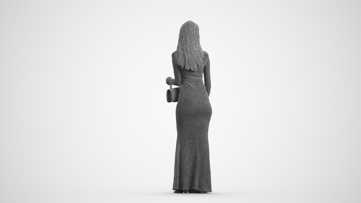 scanned 3D woman formal formalaffairs, photogrammetry people for Enscape and V-Ray, wireframe front view
