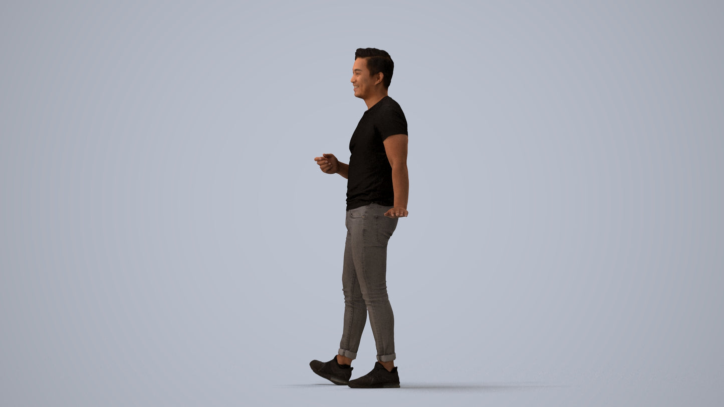 realistic 3D people man casual standing, render-ready for V-Ray and Corona, FBX OBJ, three-quarter view render