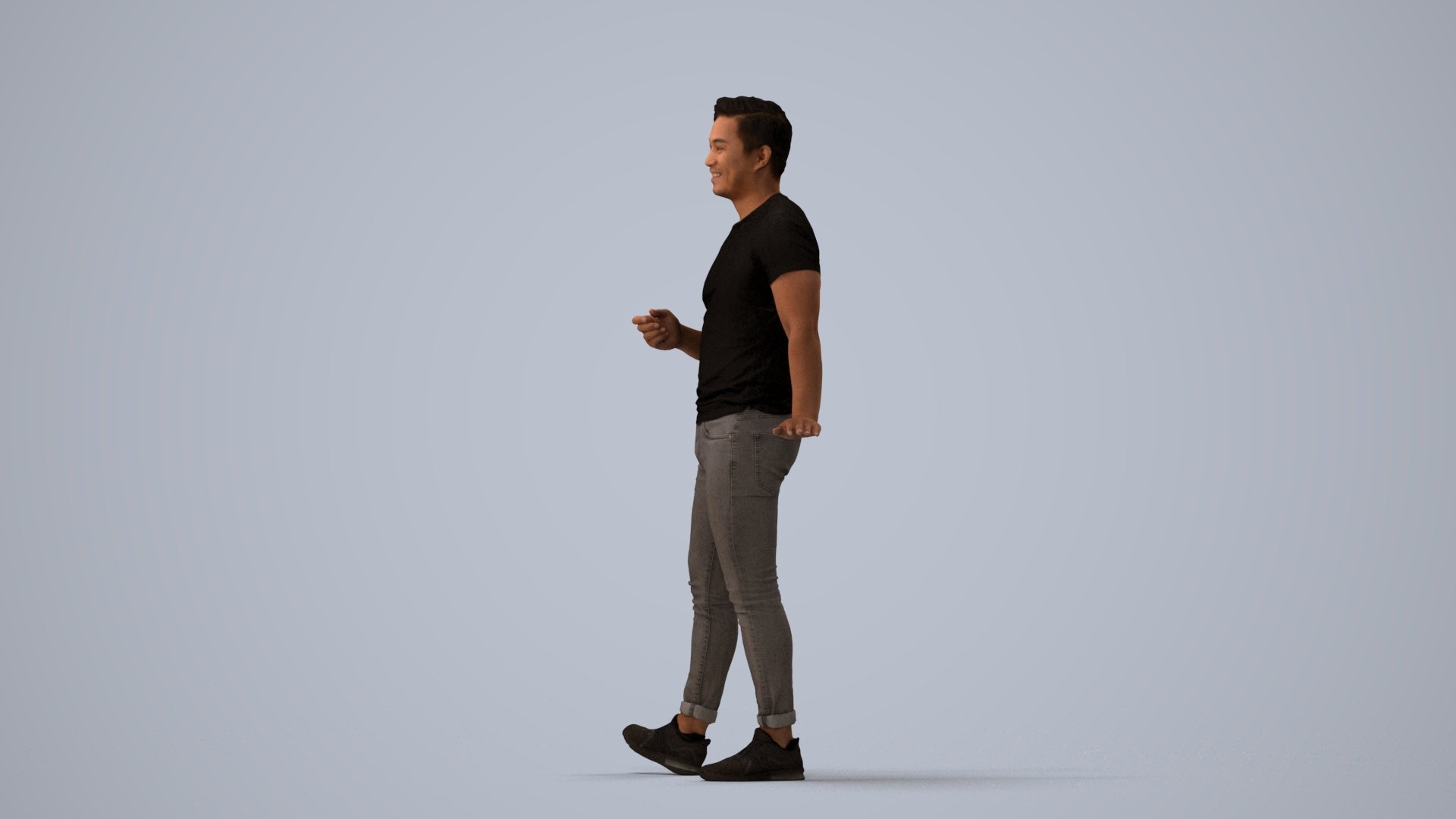 realistic 3D people man casual standing, render-ready for V-Ray and Corona, FBX OBJ, three-quarter view render