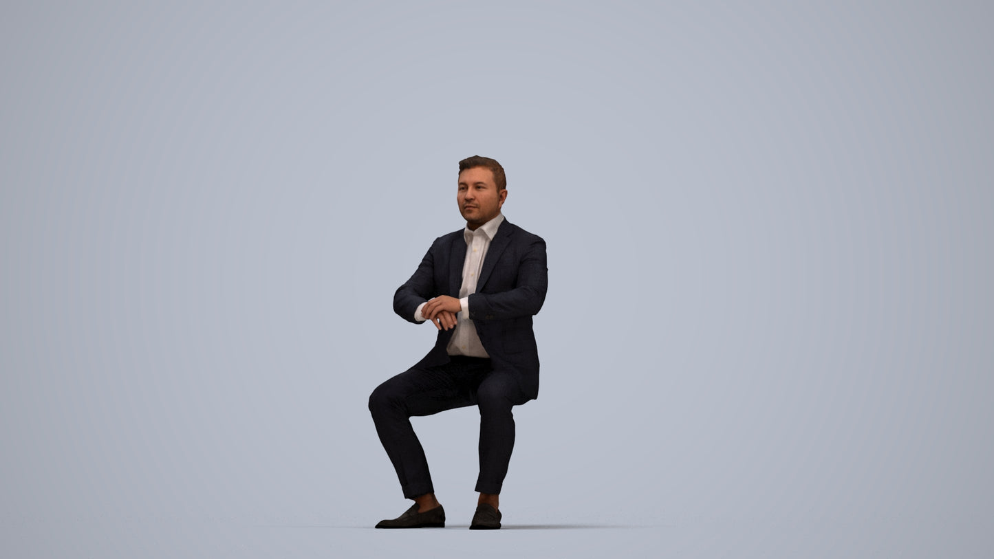 photogrammetry 3D man business, realistic human model archviz FBX, top-down view render