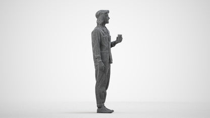 realistic 3D people man casual standing, render-ready for V-Ray and Corona, FBX OBJ, wireframe side view
