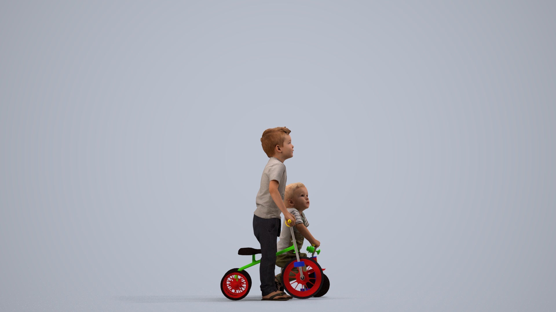 realistic 3D boy casual kids, scanned archviz people for Blender and 3ds Max, side view render