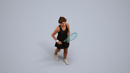 3D human model woman sport, photogrammetry scanned person for archviz, back view render