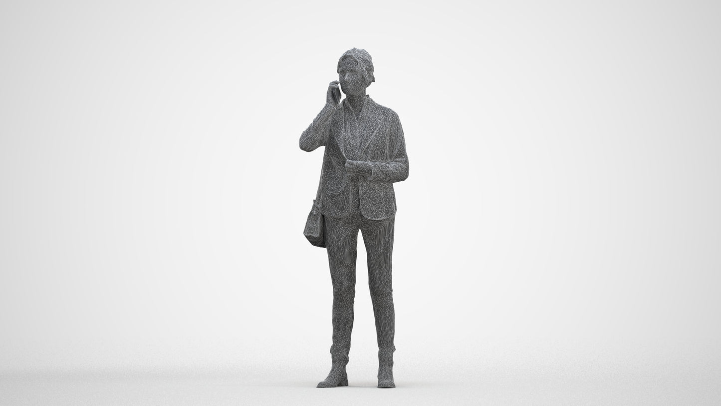 scanned 3D woman business, photogrammetry people for Enscape and V-Ray, three-quarter front view render