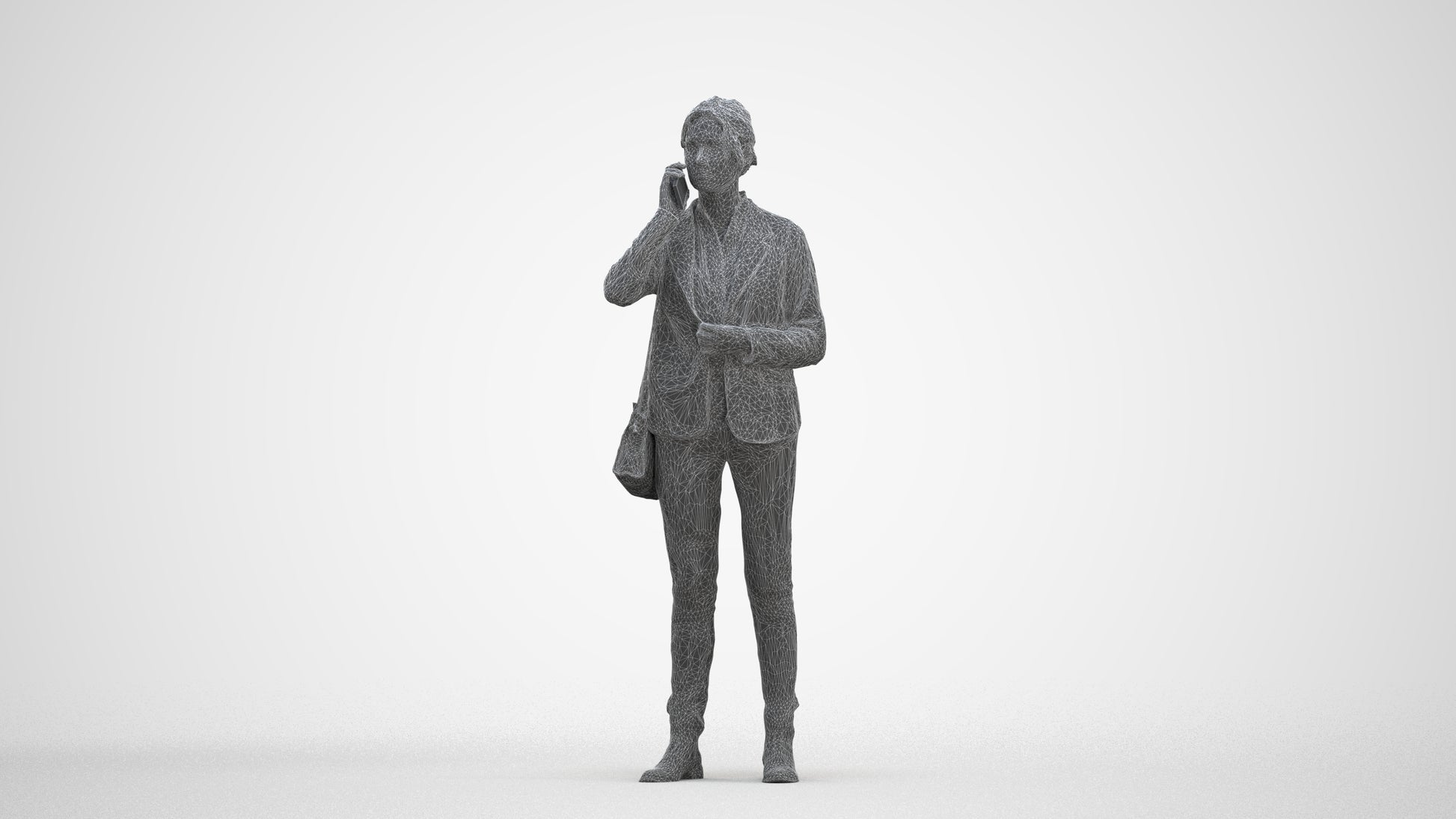 scanned 3D woman business, photogrammetry people for Enscape and V-Ray, three-quarter front view render