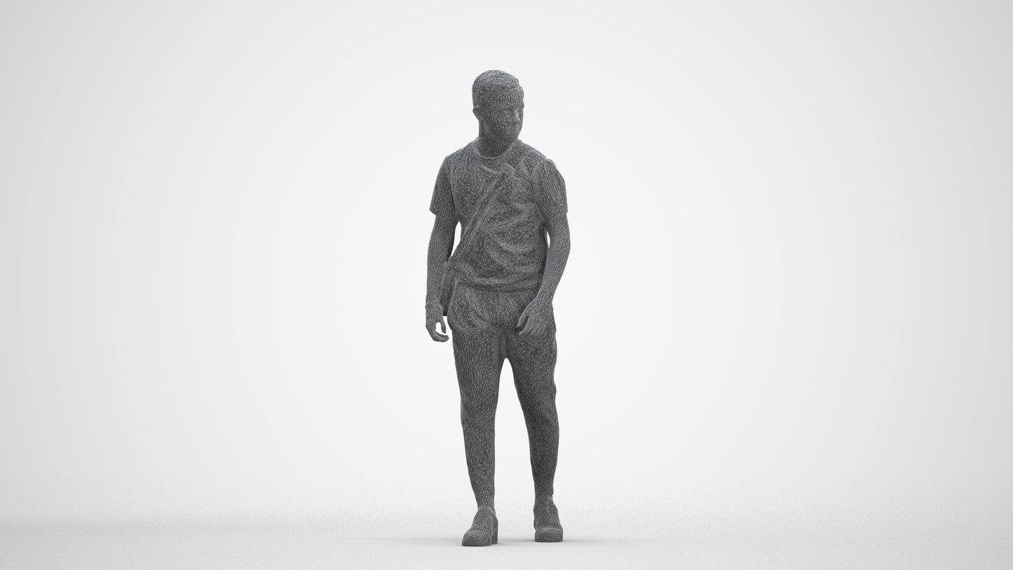 realistic 3D human boy casual kids, archviz people FBX OBJ for Blender, three-quarter front view render