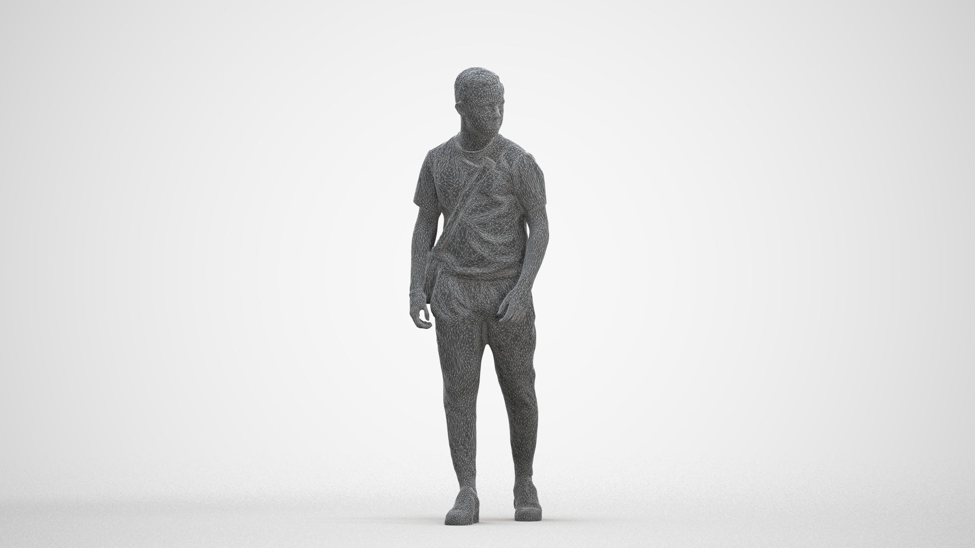 realistic 3D human boy casual kids, archviz people FBX OBJ for Blender, three-quarter front view render