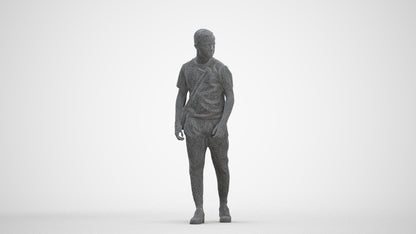 realistic 3D human boy casual kids, archviz people FBX OBJ for Blender, three-quarter front view render
