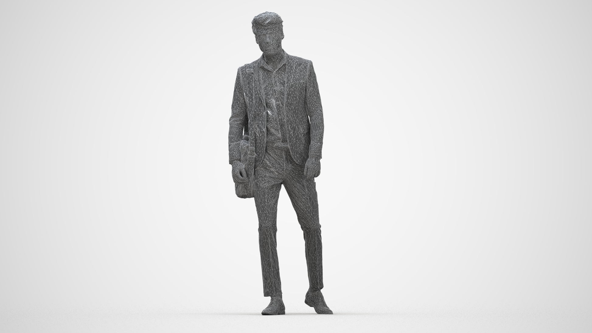 scanned 3D man business, photogrammetry people for Enscape and V-Ray, wireframe back view