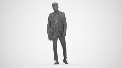 scanned 3D man business, photogrammetry people for Enscape and V-Ray, wireframe back view