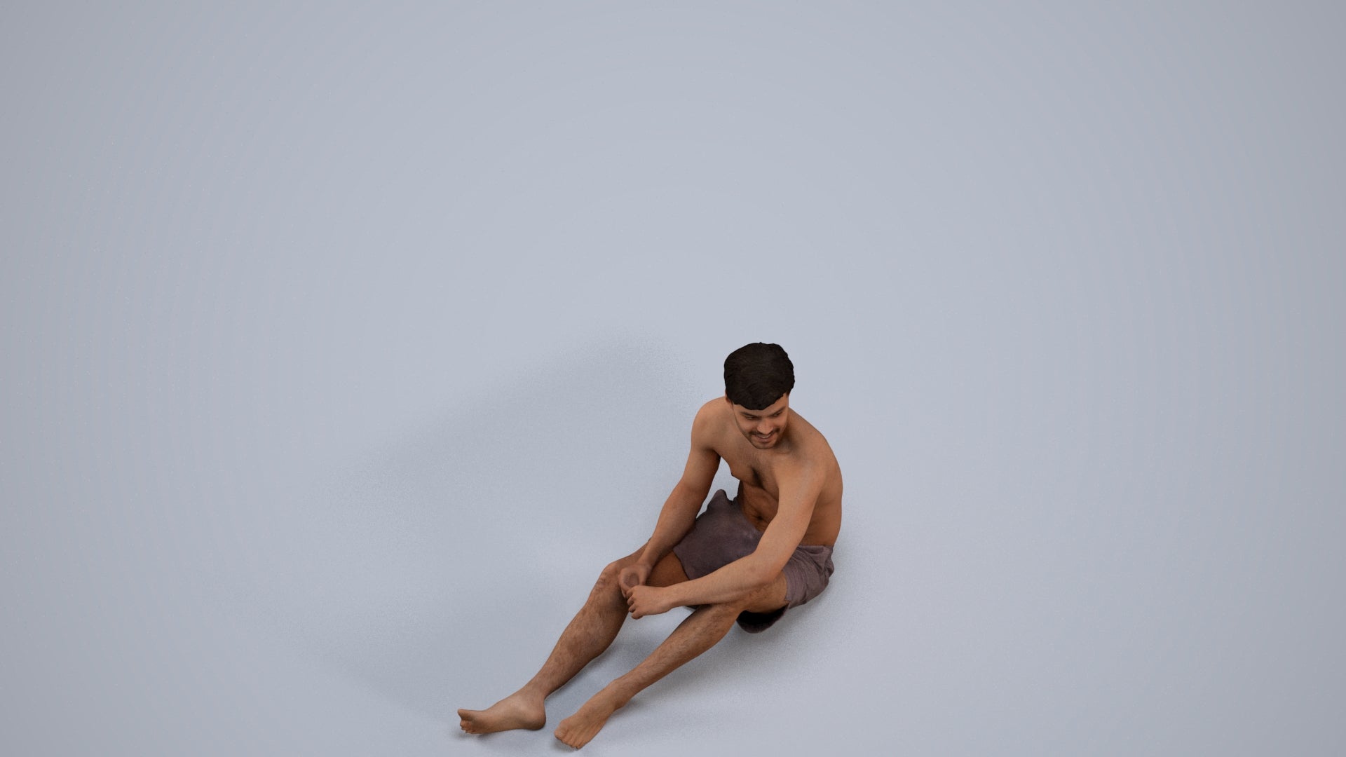 realistic 3D human man pool, archviz people FBX OBJ for Blender, back view render